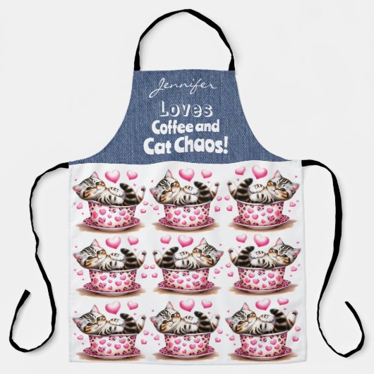 Funny Cat Coffee Lover All-Over Print Schort (Voorkant)