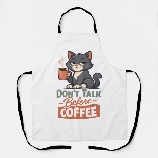 Funny Cat Coffee Lover  Schort (Voorkant)