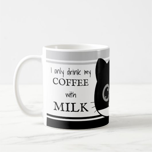 Funny Cat Coffee met Milk Mustache Mok (Links)