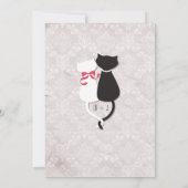  Funny Cat Couple Damask Wedding Invite Kaart (Achterkant)
