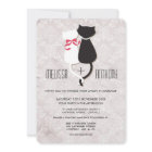  Funny Cat Couple Damask Wedding Invite