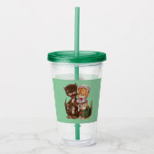 Funny Cat Couple met ratten in mand Green Acryl Drinkbeker (Voorkant)