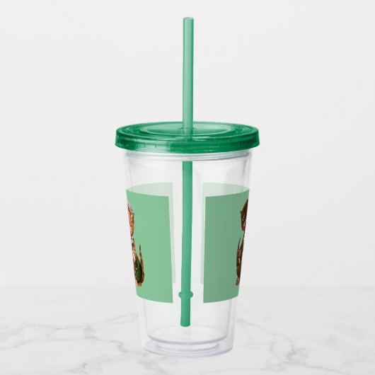 Funny Cat Couple met ratten in mand Green Acryl Drinkbeker (Rechts)