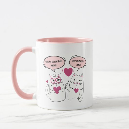 Funny Cat Couple Sarcastische Valentijnsdag Mok (Links)