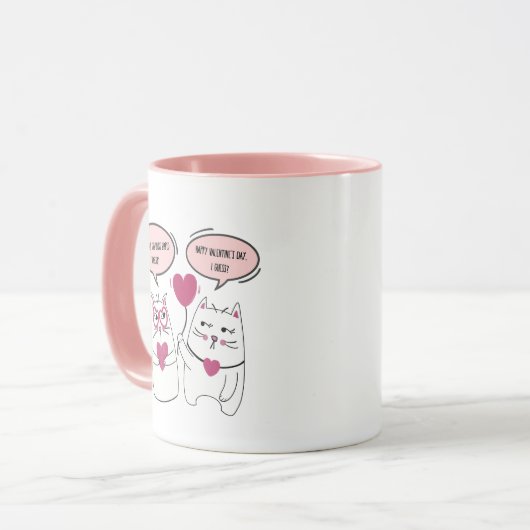 Funny Cat Couple Sarcastische Valentijnsdag Mok (Voorkant links)