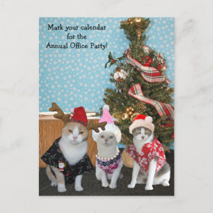 Funny Cat Coworkers/Kantoor Party Uitnodiging Briefkaart