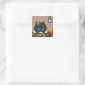 Funny Cat Creationarts Square Sticker (Tas)