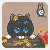 Funny Cat Creationarts Square Sticker (Voorkant)