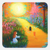 Funny Cat Creationarts Square Sticker (Voorkant)