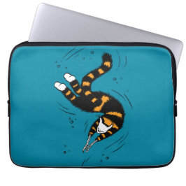 Funny Cat Creature Skeleton Hands die Donker zwemm Laptop Sleeve