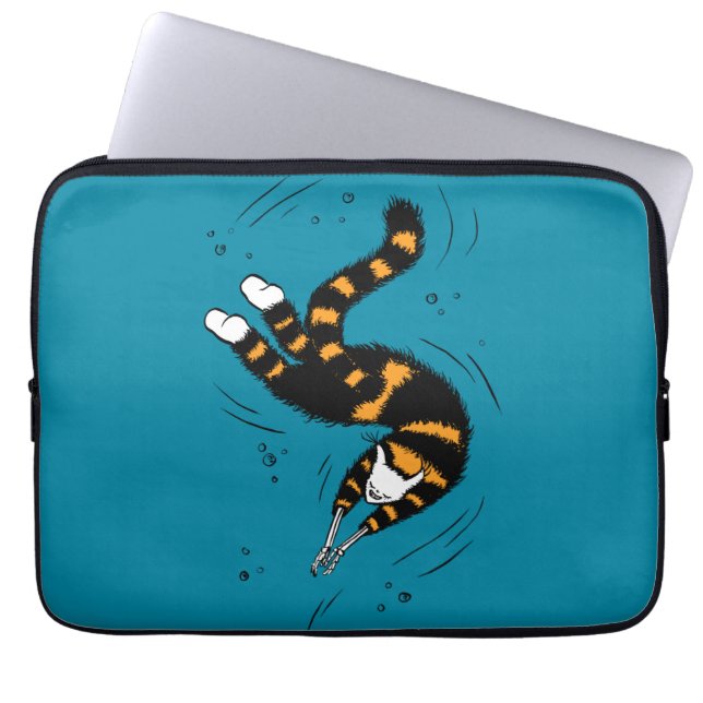 Funny Cat Creature Skeleton Hands die Donker zwemm Laptop Sleeve (Voorkant)
