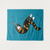 Funny Cat Creature Skeleton Hands Swimming Gothic Wandkleed (Voorkant (horizontaal))