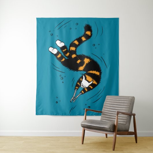 Funny Cat Creature Skeleton Hands Swimming Gothic Wandkleed (In situ)