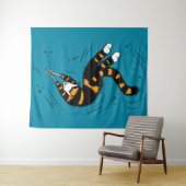 Funny Cat Creature Skeleton Hands Swimming Gothic Wandkleed (In Situ (horizontaal))