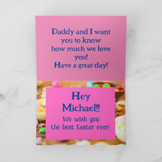 Funny Cat Custom Easter Kaart (Binnen)