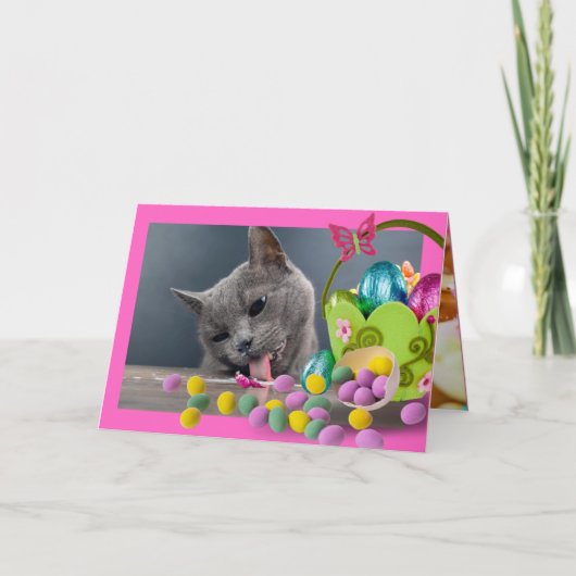 Funny Cat Custom Easter Kaart (Voorkant)