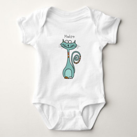 Funny Cat custom name kleding Romper (Voorkant)