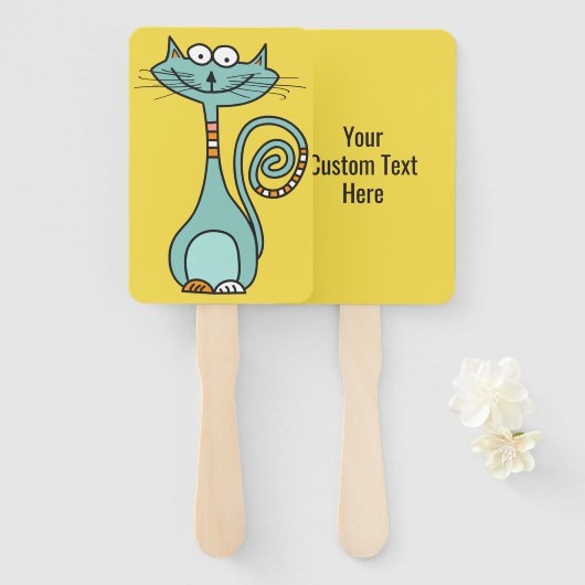 Funny Cat custom text hand fan set Handwaaier (Voorkant en achterkant)