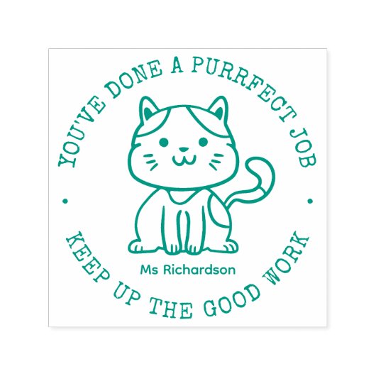 Funny Cat Cute Kat Perfect Job Teacher Rewards Zelfinktende Stempel (Design)