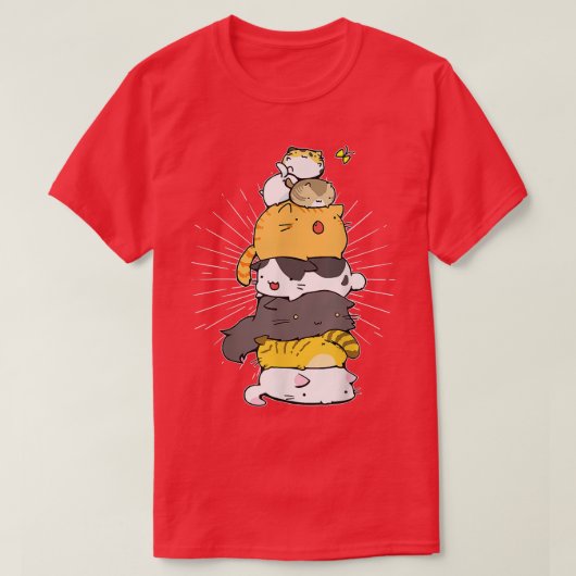 Funny Cat Cute Kitty Pile Cats Anime Kawaii Neko J T-shirt (Design voorkant)