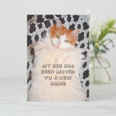 Funny Cat Cute Moving New Address Aankondiging (Staand voorkant)