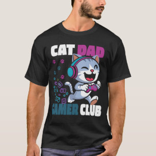 Funny Cat Dad Gamer Club voor hem Video Gam T-Shir T-shirt