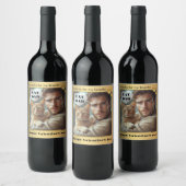 Funny Cat Dad Photo Wine Label Wijn Etiket (Flessen)