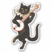 Funny  Cat Dancing and Play Banjo Sticker (Voorkant)