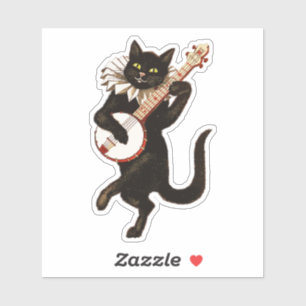 Funny Cat Dancing and Plays Banjo Sticker