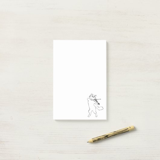 Funny Cat Dansend en Spel Violin Post-it® Notes (Op bureau)