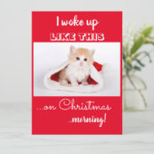 Funny Cat dat ik wakker werd als deze kerstvakanti Feestdagenkaart (Staand voorkant)