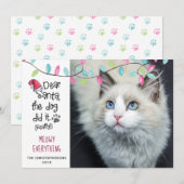 Funny Cat DEAR SANTA Lights Feestdagenkaart (Voorkant / Achterkant)