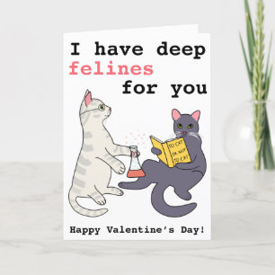Funny cat deep felines cartoon Valentijn Day Feestdagen Kaart