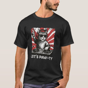 Funny Cat DJ Retro Platenspeler Disco Dance Club S T-shirt