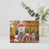 Funny Cat/Dog Indians for Autumn/Thanksgiving Feestdagenkaart (Staand voorkant)