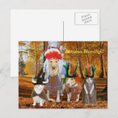 Funny Cat/Dog Indians for Autumn/Thanksgiving Feestdagenkaart (Voorkant / Achterkant)