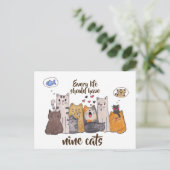 Funny Cat Doodle| Elk leven moet negen katten hebb Briefkaart (Staand voorkant)