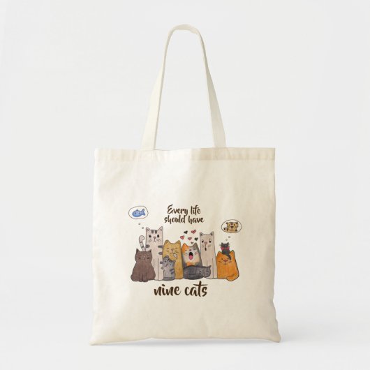 Funny Cat Doodle| Elk leven moet negen katten hebb Tote Bag (Voorkant)