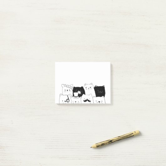 Funny Cat Doodle Post-it® Notes (Op bureau)