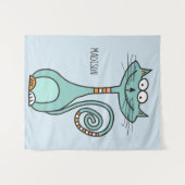 Funny Cat douanenaam & kleurentapestry Wandkleed (Voorkant (horizontaal))