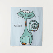 Funny Cat douanenaam & kleurentapestry Wandkleed (Voorkant)