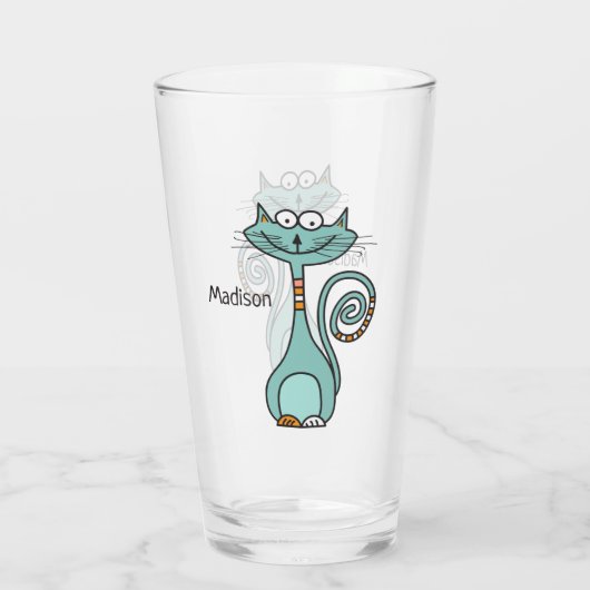 Funny Cat douanenaam pint glas (Achterkant)