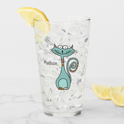 Funny Cat douanenaam pint glas (Voorkant ijs)