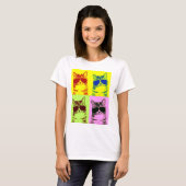 Funny Cat Dragen Zonnebril Veelkleurige Pop Art T-shirt (Voorkant volledig)