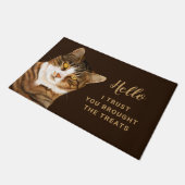 Funny Cat Drawing Brown Beige Deurmat (Schuin)
