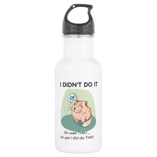 Funny Cat Drawing with Quotes Water Bottle Waterfles (Voorkant)