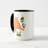 Funny Cat Drink koffie-Mok, gekleed met Planten Mok (Voorkant links)