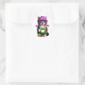 Funny cat drink koffie ronde sticker (Tas)