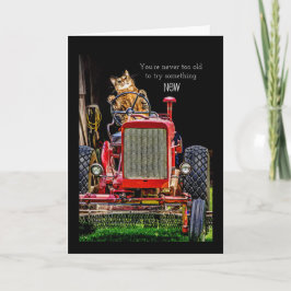 Funny Cat Driving Tractor Verjaardag Kaart