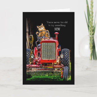 Funny Cat Driving Tractor Verjaardag Kaart